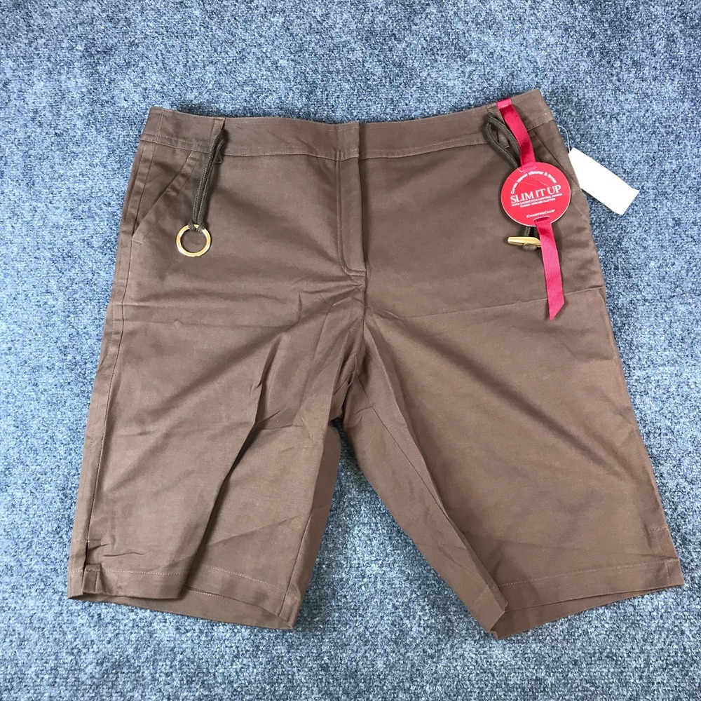 Charter Club Slim It Up Shorts Women 38x12 Dark Walnut Cotton Stretch Flat Front